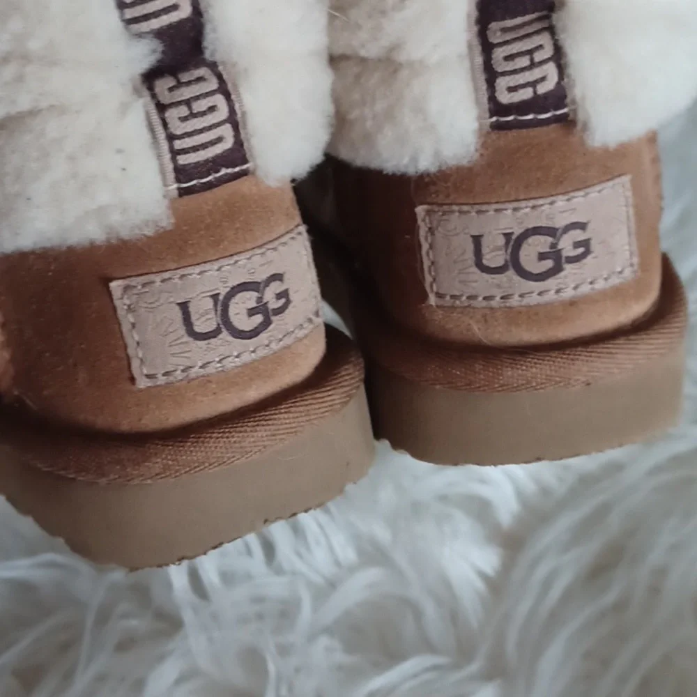 Toddler UGG Sheepskin Boots with Cream and Brown Accents